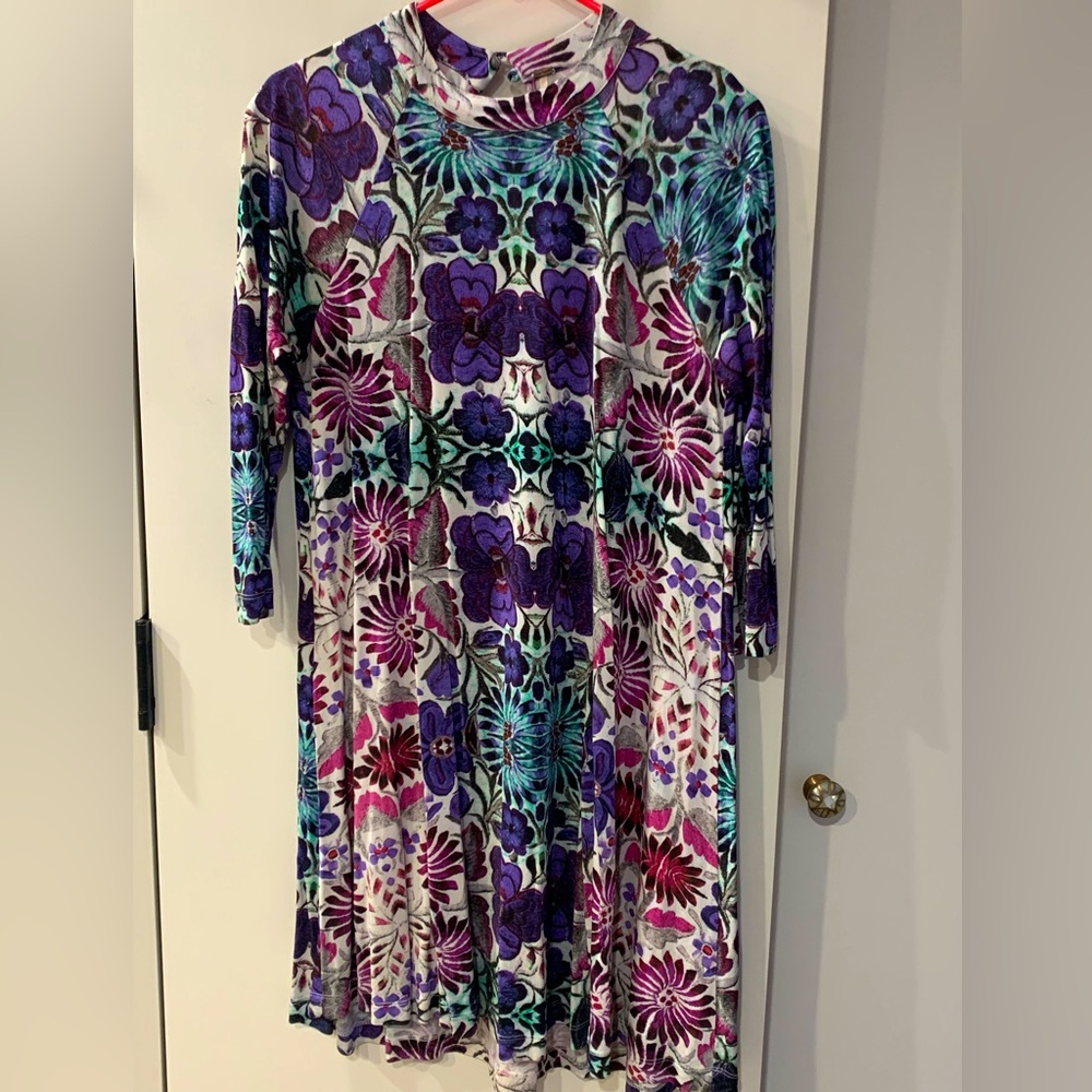 Free People Purple Floral Fiesta Swing Dress Small